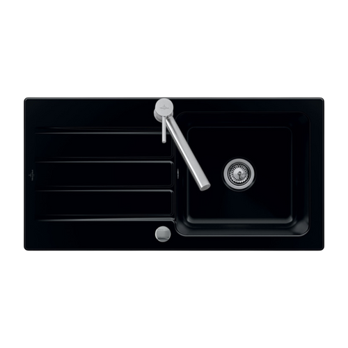 Evier Céramique Architectura Noir Full Black 1 Grand Bac 1 Égouttoir