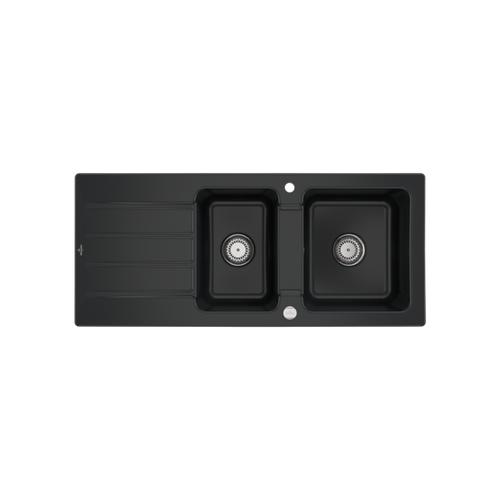 Evier Céramique Architectura Noir Mat 2 Bacs 1 Égouttoir