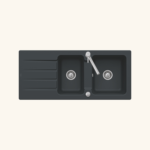 Evier Céramique Architectura Noir Mat 2 Bacs 1 Égouttoir