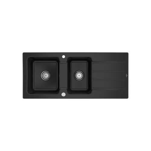 Evier Céramique Architectura Noir Mat 2 Bacs 1 Égouttoir