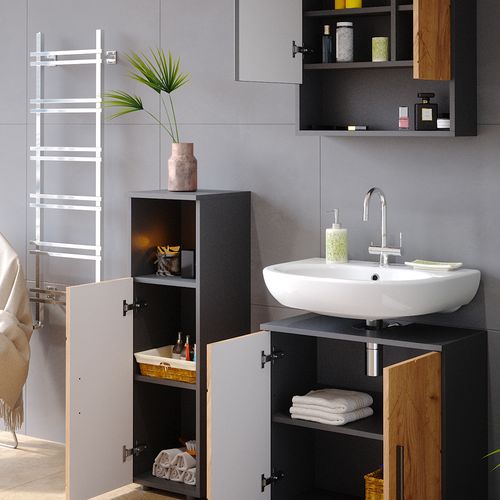 Meubles Bain Irma 36811 Chêne Doré/anthracite 3 Parties