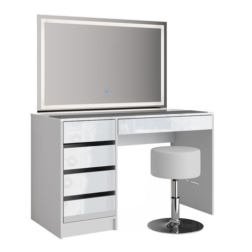 Coiffeuse Sherry 36836 Blanc 120cm Avec Miroir LED Et Tabouret