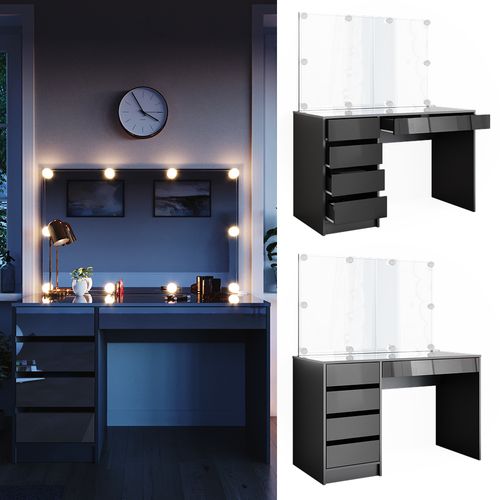 Coiffeuse Sherry 36888 Anthracite 120cm Avec Éclairage LED