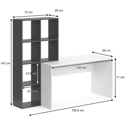 Bureau Mara 36769 Blanc/anthracite 166.8x59cm