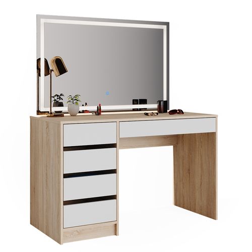 Coiffeuse Sherry 36920 Blanc/sonoma 120cm Avec Miroir LED