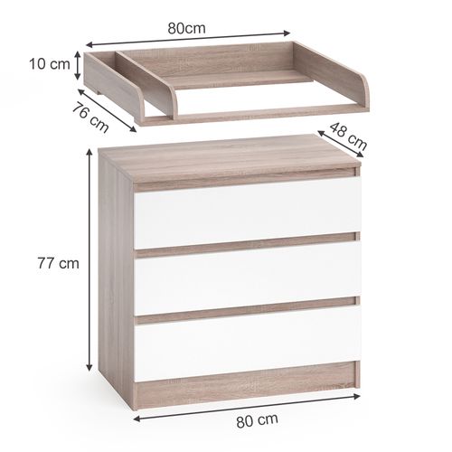 Commode à Langer Emma 36732 Sonoma/blanc 80x87cm