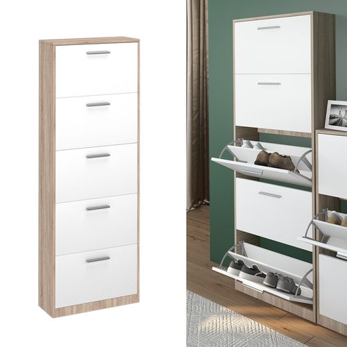 Meuble à Chaussure Gizmo 36733 Blanc/sonoma 59x169.5cm