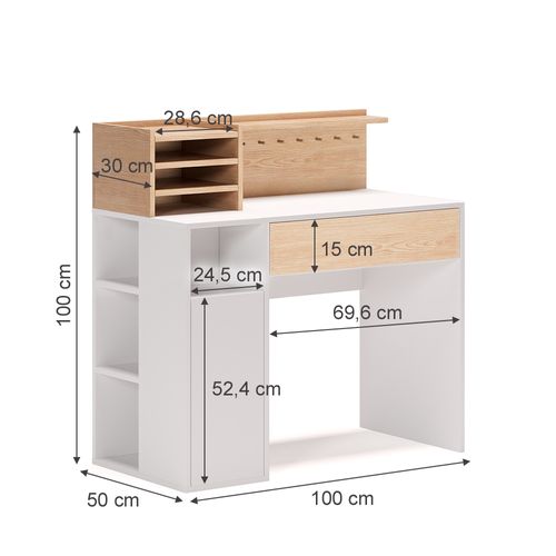 Bureau  36756 Blanc/sonoma 100x50cm