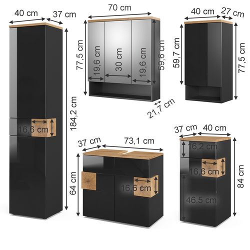 Ensemble De Meubles De Salle De Bains Eden 36926 Anthracite 5 Pièces