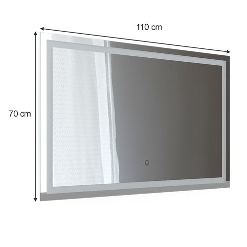 Miroir Mural Viola 36823 Verre 2.8x70cm Avec Éclairage LED