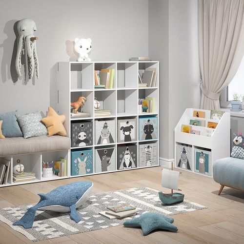 Bibliothèque Enfant Karree 37002 Blanc 138.5x142.5cm Avec 8 Boxes Pliants
