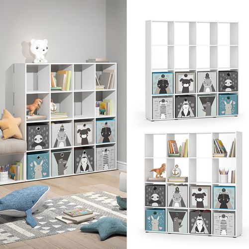 Bibliothèque Enfant Karree 37002 Blanc 138.5x142.5cm Avec 8 Boxes Pliants