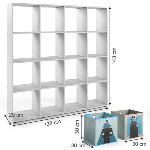 Bibliothèque Enfant Karree 37002 Blanc 138.5x142.5cm Avec 8 Boxes Pliants