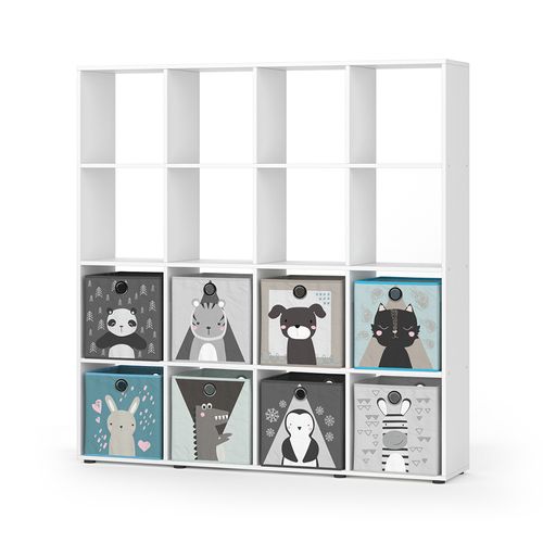 Bibliothèque Enfant Karree 37002 Blanc 138.5x142.5cm Avec 8 Boxes Pliants