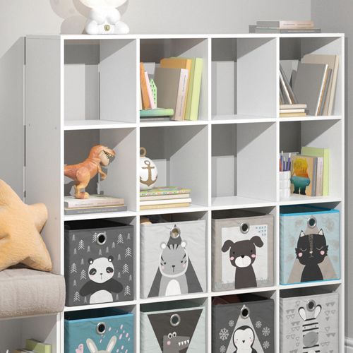 Bibliothèque Enfant Karree 37002 Blanc 138.5x142.5cm Avec 8 Boxes Pliants