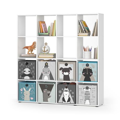 Bibliothèque Enfant Karree 37002 Blanc 138.5x142.5cm Avec 8 Boxes Pliants