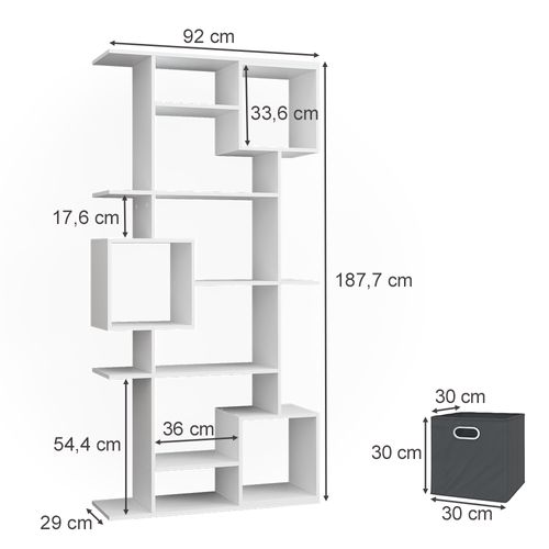 Meuble De Rangement Cube Cube 37009 Blanc 92x187.7cm Avec 2 Boîtes Pliantes