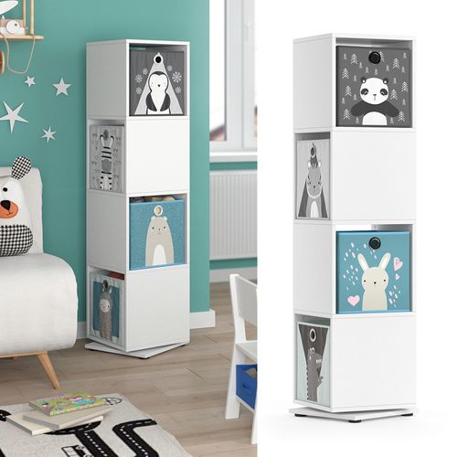 Bibliothèque Enfant  37016 Blanc 35.2x144.2cm Avec 4 Boîtes Pliantes