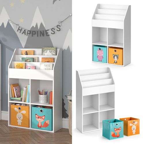 Bibliothèque Enfant Luigi 37022 Blanc 72x114.2cm Avec 2 Boxes Pliants