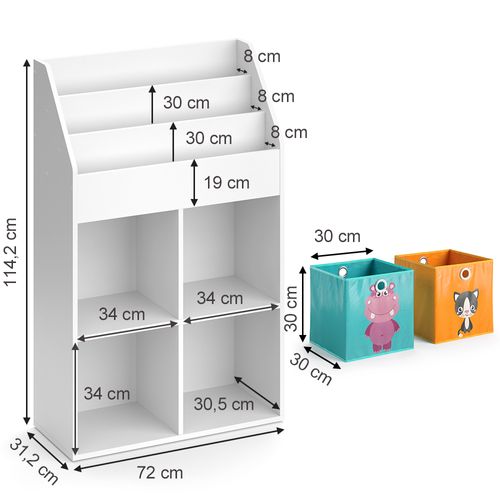Bibliothèque Enfant Luigi 37022 Blanc 72x114.2cm Avec 2 Boxes Pliants