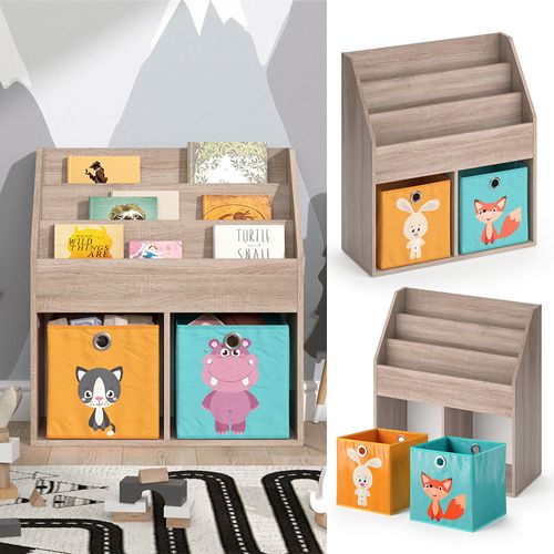 Bibliothèque Enfant Luigi 37023 Sonoma 72x79cm Avec 2 Boxes Pliants Opt.1
