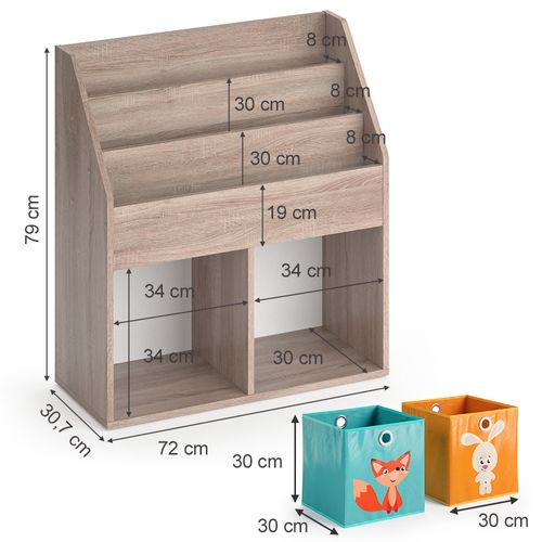 Bibliothèque Enfant Luigi 37023 Sonoma 72x79cm Avec 2 Boxes Pliants Opt.1