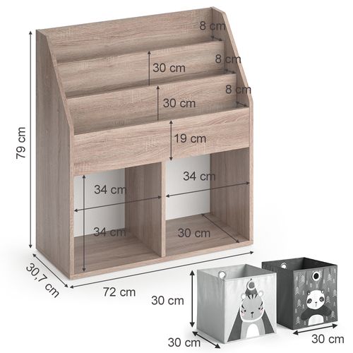 Bibliothèque Enfant Luigi 37024 Sonoma 72x79cm Avec 2 Boxes Pliants Opt.2