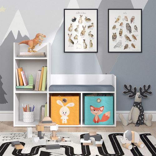 Étagère Pour Enfants Luigi 37027 Blanc 107.2x88.6cm Avec 2 Boxes Pliants Opt.1