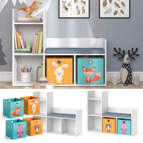 Étagère Pour Enfants Luigi 37027 Blanc 107.2x88.6cm Avec 2 Boxes Pliants Opt.1