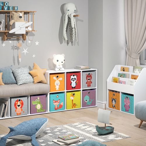 Bibliothèque Enfant  37028 Blanc 72x107.8cm Avec 6 Boîtes Pliantes
