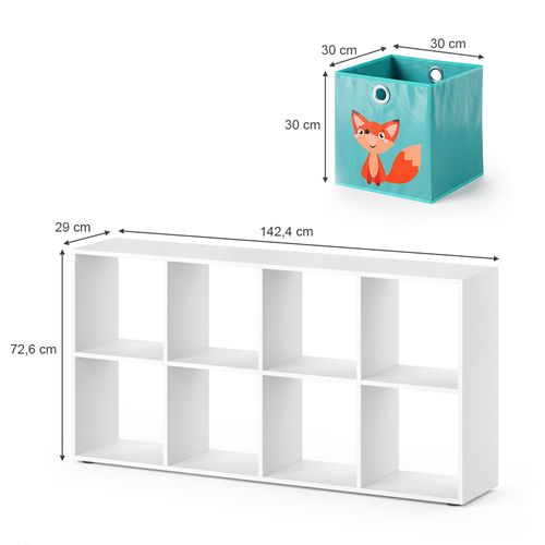 Bibliothèque Enfant Scutum 37030 Blanc 143x72cm Avec 8 Boxes Pliants