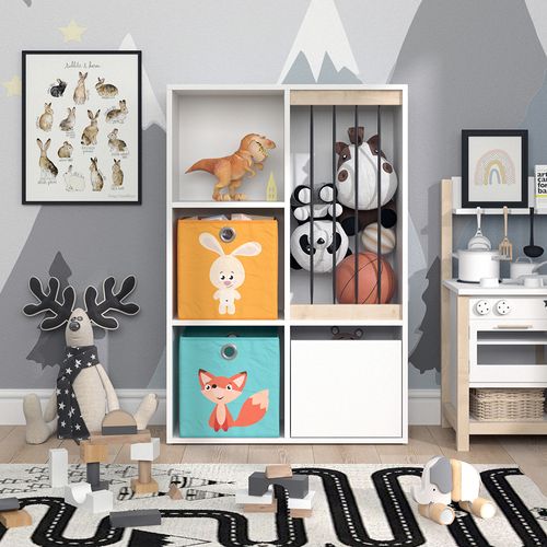 Bibliothèque Enfant Luigi 37033 Blanc 29.2x107.8cm Avec 2 Boxes Pliants Opt.1