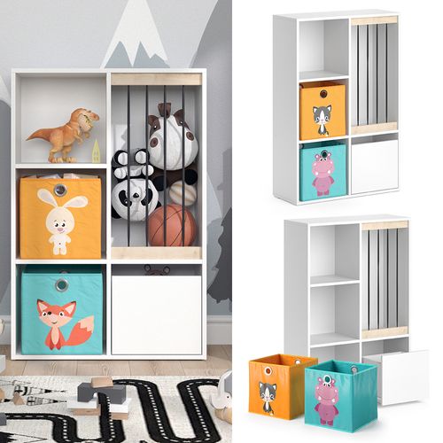 Bibliothèque Enfant Luigi 37033 Blanc 29.2x107.8cm Avec 2 Boxes Pliants Opt.1