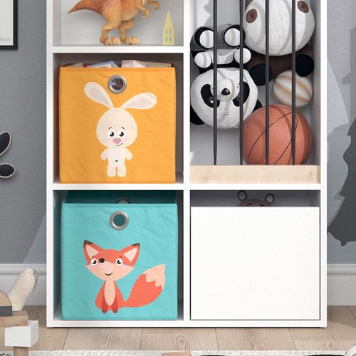 Bibliothèque Enfant Luigi 37033 Blanc 29.2x107.8cm Avec 2 Boxes Pliants Opt.1