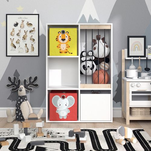 Bibliothèque Enfant Luigi 37034 Blanc 29.2x107.8cm Avec 2 Boxes Pliants Opt.2