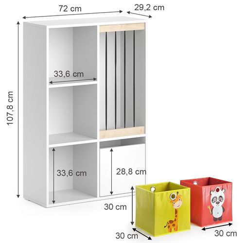 Bibliothèque Enfant Luigi 37034 Blanc 29.2x107.8cm Avec 2 Boxes Pliants Opt.2