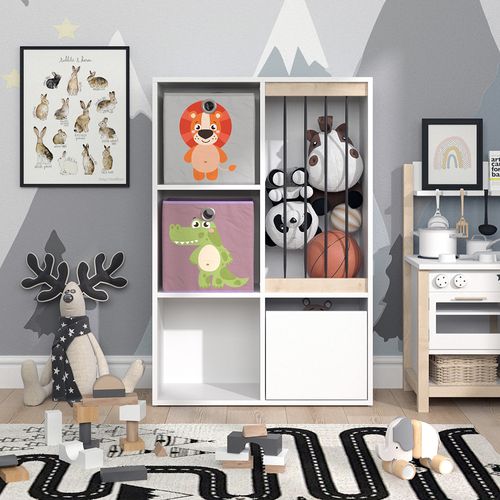 Bibliothèque Enfant Luigi 37035 Blanc 29.2x107.8cm Avec 2 Boxes Pliants Opt.3