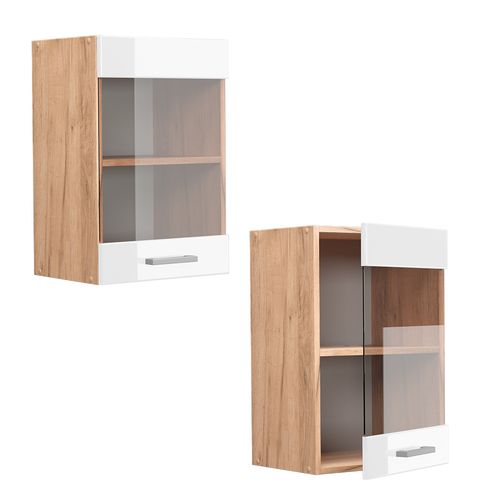 Armoire En Verre R-line 37106 Blanc Haute Brillance 40cm