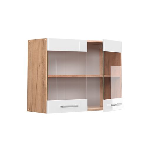 Armoire En Verre R-line 37110 Blanc Haute Brillance 80cm