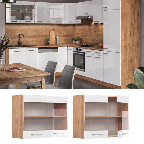 Armoire En Verre R-line 37110 Blanc Haute Brillance 80cm