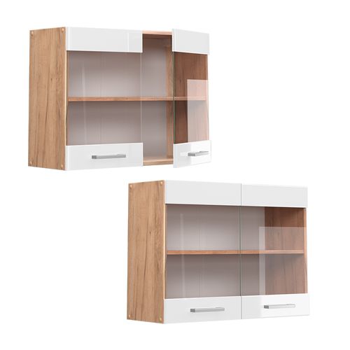 Armoire En Verre R-line 37110 Blanc Haute Brillance 80cm