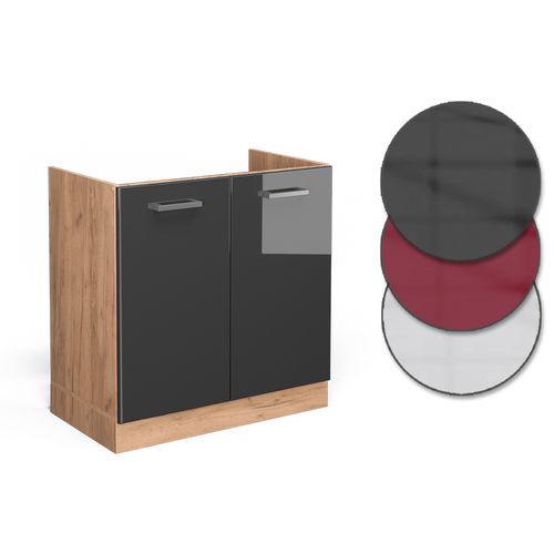 Meuble Bas Sous-évier R-line 37118 Anthracite Haute Brillance 80cm Sans Pt