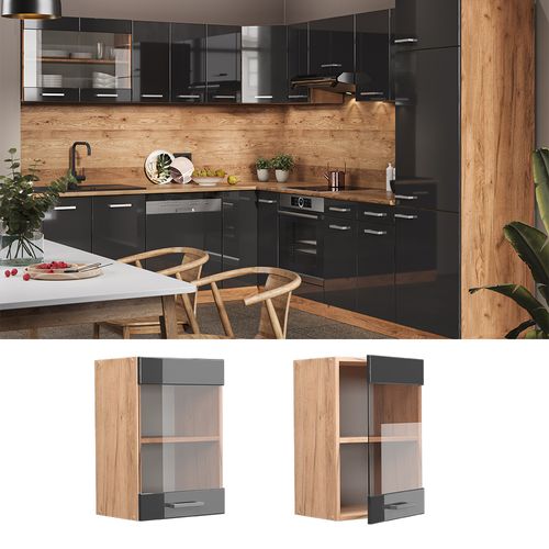 Armoire En Verre R-line 37122 Anthracite Haute Brillance 40cm