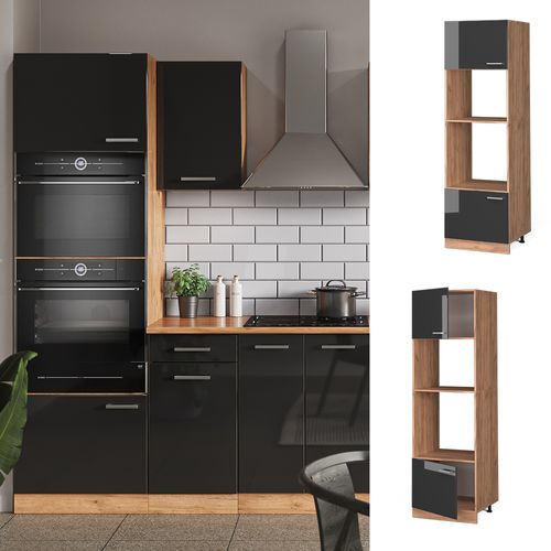 Armoire Micro-ondes R-line 37129 Anthracite Haute Brillance 60cm