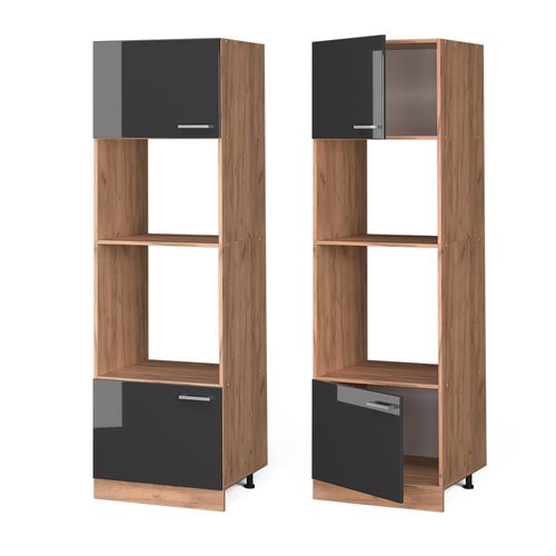 Armoire Micro-ondes R-line 37129 Anthracite Haute Brillance 60cm