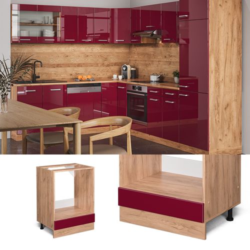 Meuble Pour Four R-line 37141 Rouge Brillant 60cm Sans Pt