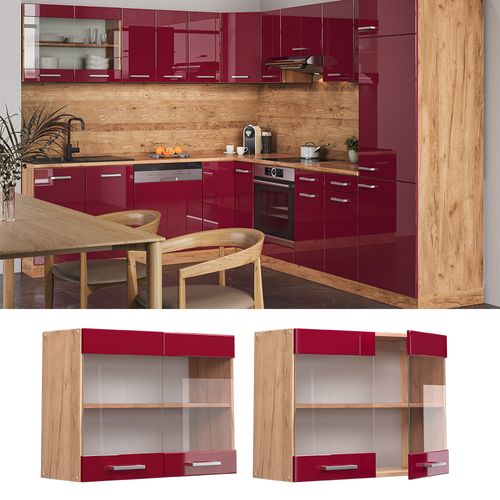 Armoire En Verre R-line 37146 Rouge Brillant 80cm