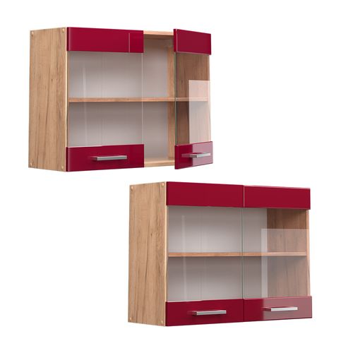 Armoire En Verre R-line 37146 Rouge Brillant 80cm