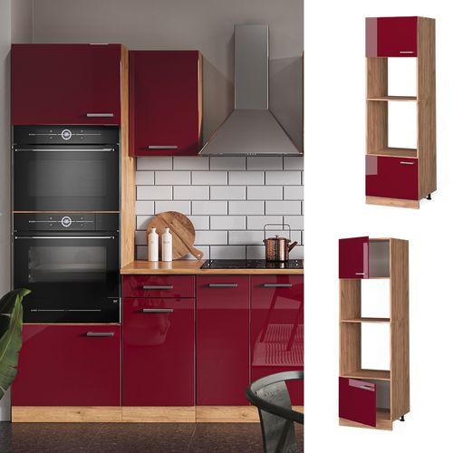 Armoire Micro-ondes R-line 37149 Rouge Brillant 60cm