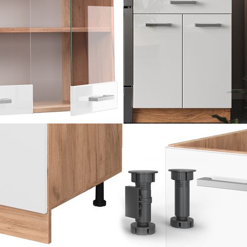 Cuisine R-line 37163 Blanc Brillant/chêne Doré 200cm Sans Pt